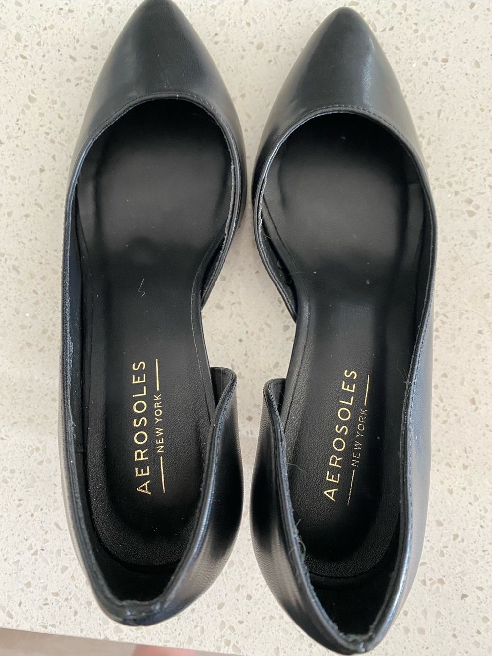 AEROSOLES Black Pointed D'Orsay Slip-On Flats